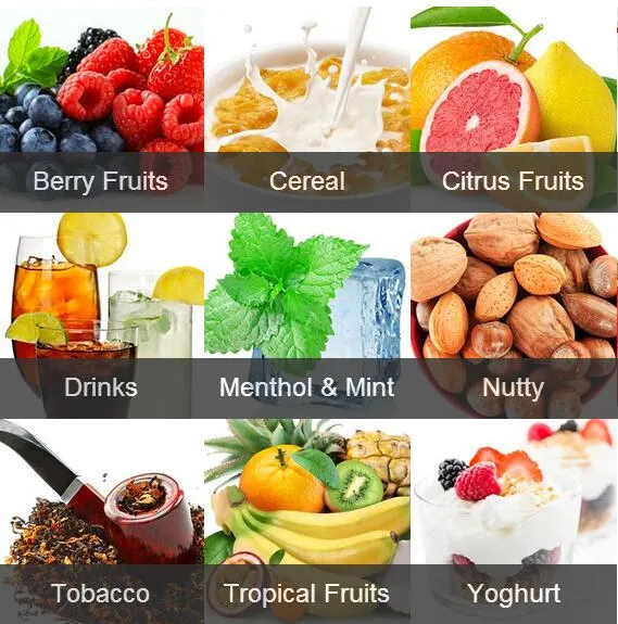 Flavor E Liquid of Fruit Series for Electronic Cigarette Bakery Berry Fruit Cereal Citrus Fruit Creamy Custard Dessert Drink Menthol & Mint Nut Tropical Fruit